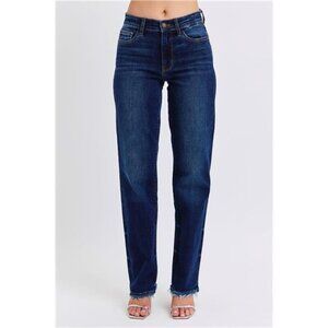 Judy Blue Full Size Raw Hem‎ Straight Leg Jeans